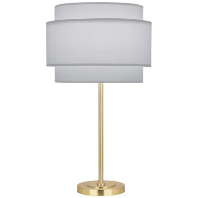 Robert Abbey Decker Brass Metal Buffet Table Lamp With Pearl Gray Shade