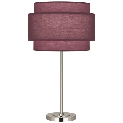 Robert Abbey Decker Nickel Buffet Table Lamp With Vintage Wine Shade In Burgundy
