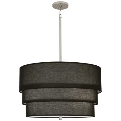 Robert Abbey Decker Pendant 24" Three-tier  Black Fabric Shade W/ncike