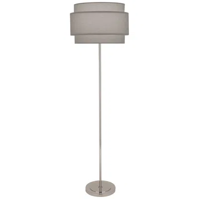 Robert Abbey Decker Polished Nickel Metal Floor Lamp W/ Smoke Gray Shade
