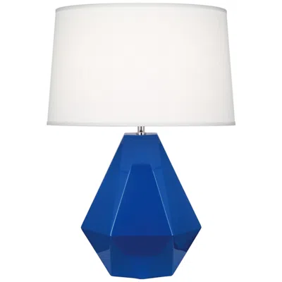 Robert Abbey , Delta, Cobalt Glazed Ceramic With Nickel, Table Lamp