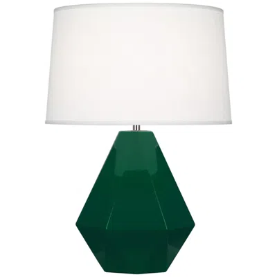 Robert Abbey , Delta, Jungle Glazed Ceramic, Nickel Accent, Table Lamp