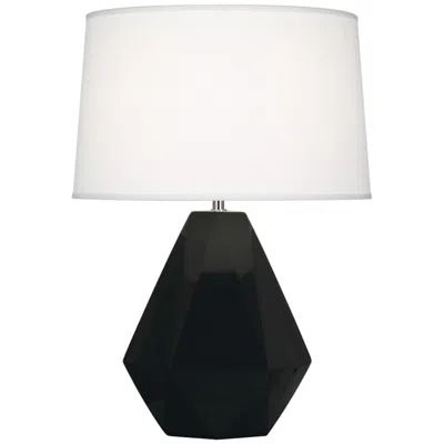 Robert Abbey , Delta, Obsidian Glazed Ceramic With Nickel, Table Lamp