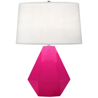 Robert Abbey , Delta, Razzle Rose Glazed Ceramic With Nickel, Table Lamp