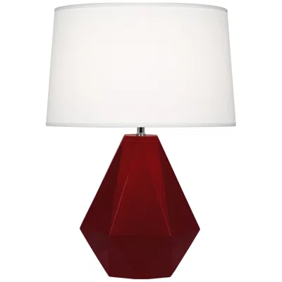 Robert Abbey , Delta, Sangria Glazed Ceramic, Nickel Accents, Table Lamp
