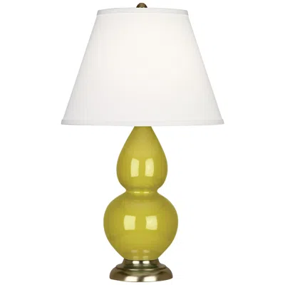 Robert Abbey Double Gourd 22 3/4" Brass And Citron Green Ceramic Lamp