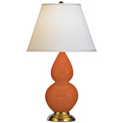 Robert Abbey Double Gourd 22 3/4" Brass And Pumpkin Ceramic Table Lamp