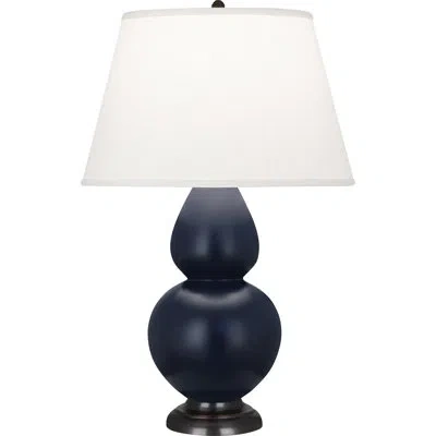 Robert Abbey Double Gourd 30" Table Lamp In White,matte Midnight Blue,deep Patina Bronze