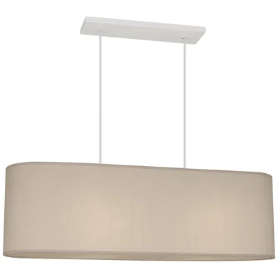 Robert Abbey Elena 36" Wide White And Bone Fabric Linear Pendant