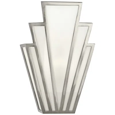 Robert Abbey Empire 11" Wall Sconce Antique Silver W/ White Glass Shade