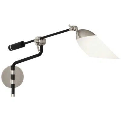 Robert Abbey Ferdinand 5.63" Wide Black Paint And Polished Nickel Wall Swinger