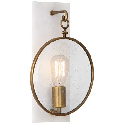 Robert Abbey Fineas 14 1/4" High Alabaster-bronze Plug-in Wall Sconce In Gold