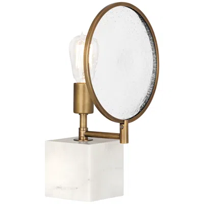 Robert Abbey Fineas 15 1/4" Aged Brass And Alabaster Cube Accent Lamp