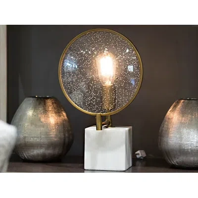 Robert Abbey Fineas 15.25" Table Lamp In Alabaster Stone,aged Brass