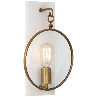 Robert Abbey Fineas 1-light Wall Sconce In Aged Brass,alabaster Stone