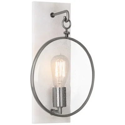 Robert Abbey Fineas Sconce Dark Antique Nickel Ring With Alabaster Stone