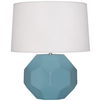 Robert Abbey Franklin Matte Steel Blue Glazed Ceramic Accent Table Lamp