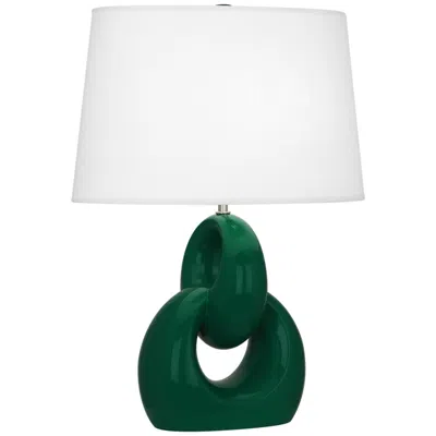 Robert Abbey , Fusion, Jungle Glazed Ceramic, Nickel Accents, Table Lamp