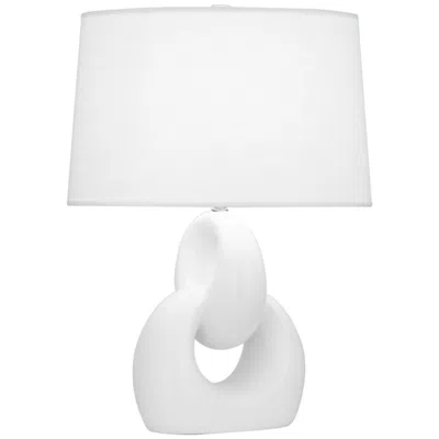 Robert Abbey , Fusion, Matte Daisy Glazed Ceramic, Nickel, Table Lamp
