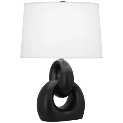 Robert Abbey , Fusion, Matte Obsidian Glazed Ceramic, Nickel, Table Lamp