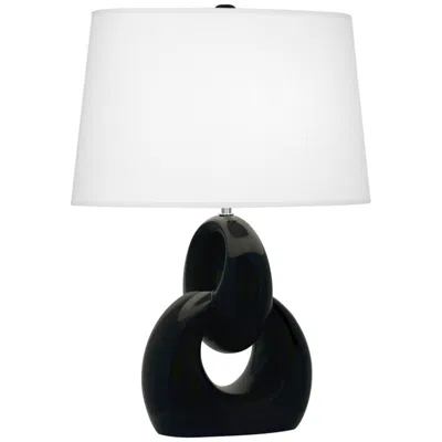 Robert Abbey , Fusion, Obsidian Glazed Ceramic, With Nickel, Table Lamp