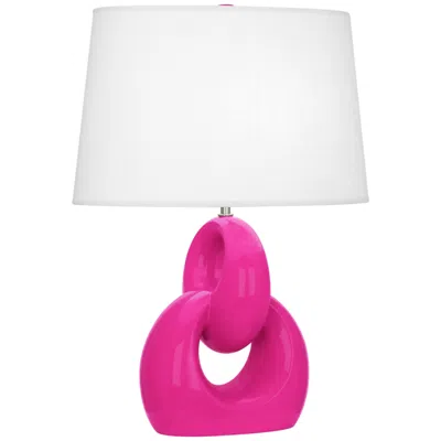 Robert Abbey , Fusion, Razzle Rose Glazed Ceramic With Nickel, Table Lamp