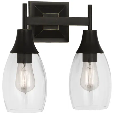 Robert Abbey Grace Wall Sconce 13" 2 Light Bronze W/ Glass