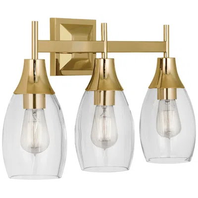 Robert Abbey Grace Wall Sconce 21" 3 Light Bath Bar Brass And Glass