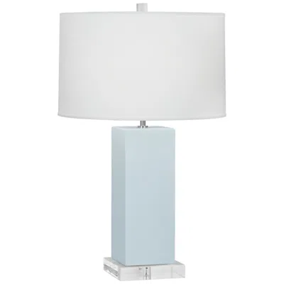 Robert Abbey Harvey Baby Blue Glazed Ceramic Table Lamp In White