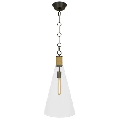 Robert Abbey Hatteras 11.75"w Natural Rope And Deep Bronze And Lucite Pendant