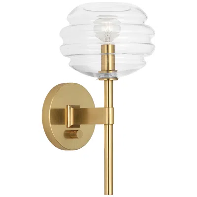 Robert Abbey Horizon 13.5" High Modern Brass And Lucite Cryst Wall Sconce