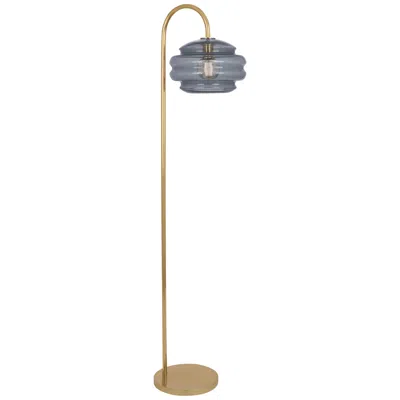 Robert Abbey Horizon Brass Metal Arc Floor Lamp With Gray Glass Shade