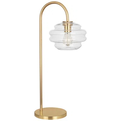 Robert Abbey Horizon Brass Metal Arc Table Lamp With Clear Glass Shade