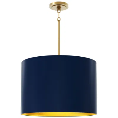Robert Abbey Jack 21"w 4-light Brass Pendant W/ Midnight Blue & Gold Interior Shade