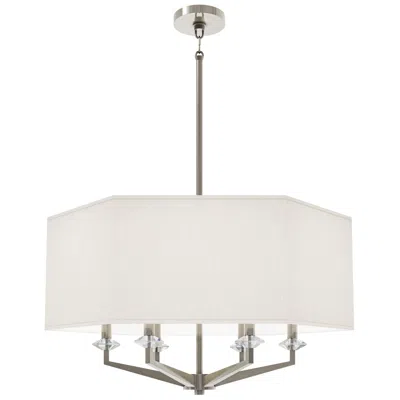 Robert Abbey Jacqueline 30" Wide 6-light Polished Nickel Pendant With Oyster Linen Shade