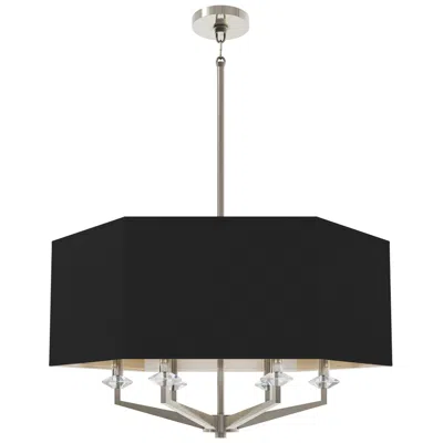 Robert Abbey Jacqueline 30"w 6-light Nickel Pendant W/ Satin Black & Silver Lining Shade