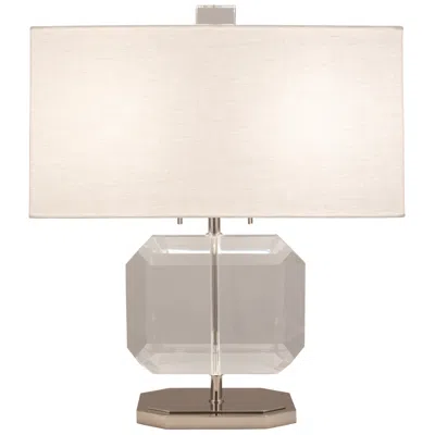 Robert Abbey Jacqueline Nickel Crystal Accent Table Lamp W/ Oyster Shade