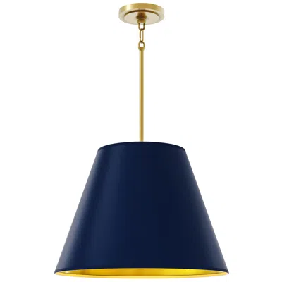 Robert Abbey Janet 20"w 4-light Brass Pendant W/ Midnight Blue & Gold Interior Shade