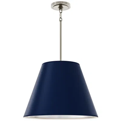 Robert Abbey Janet 20"w 4-light Nickel Pendant W/ Midnight Blue & Silver Interior Shade