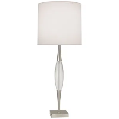 Robert Abbey Juno Nickel And Crystal Table Lamp With Pearl Shade In White