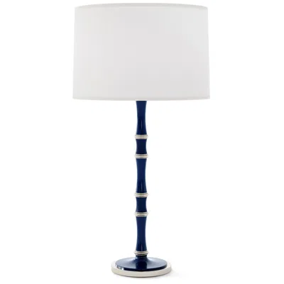 Robert Abbey Kane 31"h Blue And Polished Nickel Table Lamp With Ascot White Shade