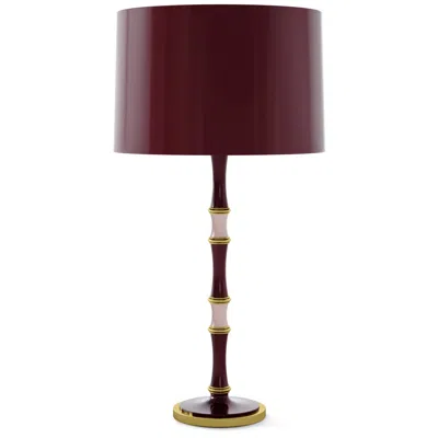 Robert Abbey Kane 31"h Plum Rose Water And Modern Brass Lamp W/ Plum Painted Shade