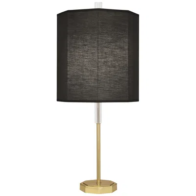 Robert Abbey Kate 32 1/2" Black Shade And Crystal Brass Table Lamp