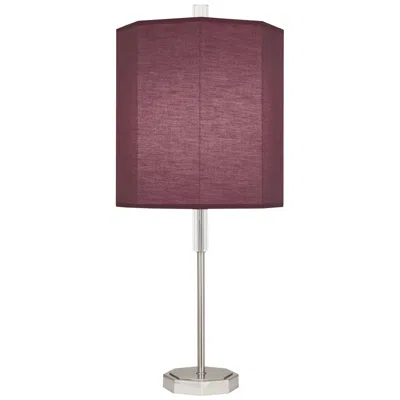 Robert Abbey Kate Polished Nickel Buffet Table Lamp W/ Vintage Wine Shade In Burgundy