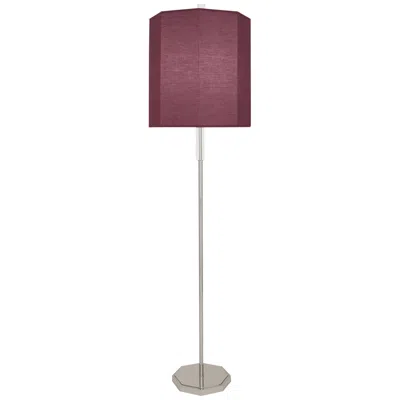 Robert Abbey Kate Polished Nickel Metal Floor Lamp W/ Vintage Wine Shade In Burgundy