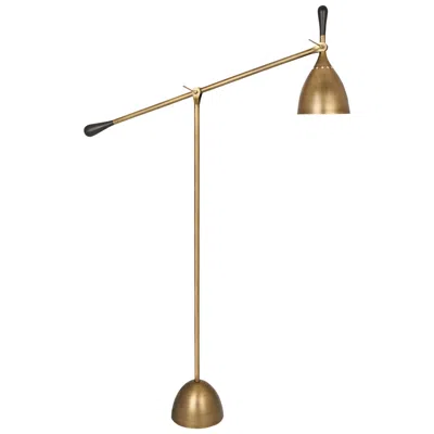 Robert Abbey Ledger Adjustable Height Boom Arm Warm Brass Metal Floor Lamp