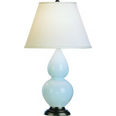 Robert Abbey Light Blue And Bronze Double Gourd Ceramic Table Lamp