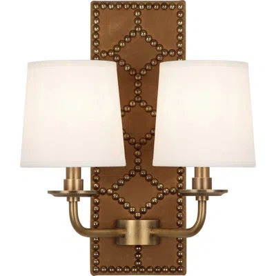 Robert Abbey Lightfoot 2-light Armed Sconce In Brown,aged Brass