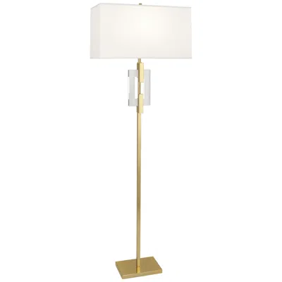 Robert Abbey Lincoln 63" High White Shade Brass And Crystal Floor Lamp