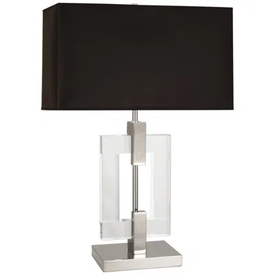 Robert Abbey Lincoln Polished Nickel And Crystal Modern Table Lamp With Black Shade